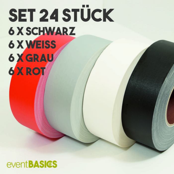 Gewebeklebeband - Set schwarz/weiss/grau/rot Gaffer Tape 50mm matt - eventBASICS